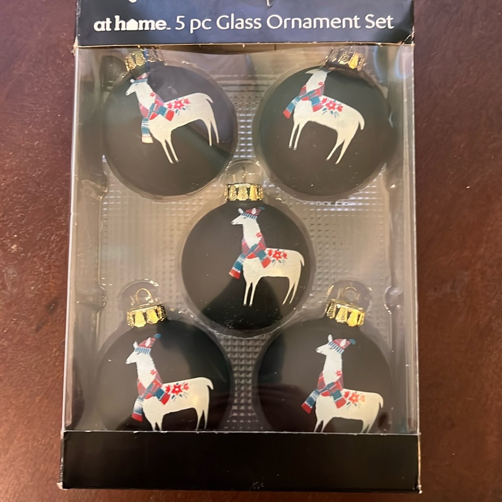 Set of 5 Llama Christmas Ornaments
